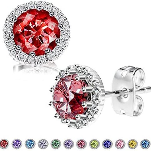 New  Peridot/August  Birthstone Stud Earrings Set, Copper Plated Cubic Z… - Picture 10 of 16